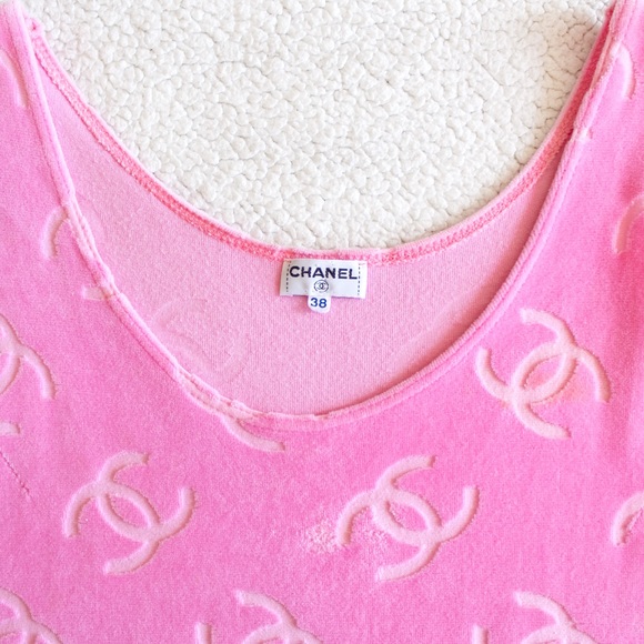 Iconic Chanel Spring 1996 Pink Velour Tunic Dress - Picture 6 of 12